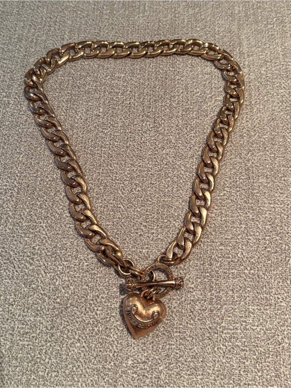 Juicy Couture Rose Gold Heart Padlock Curb Chain Necklace